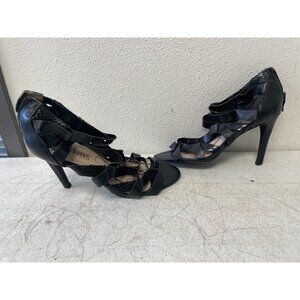 Boutique 9 Servana Black Multi Leather Stretch Strappy Sandals Size 8